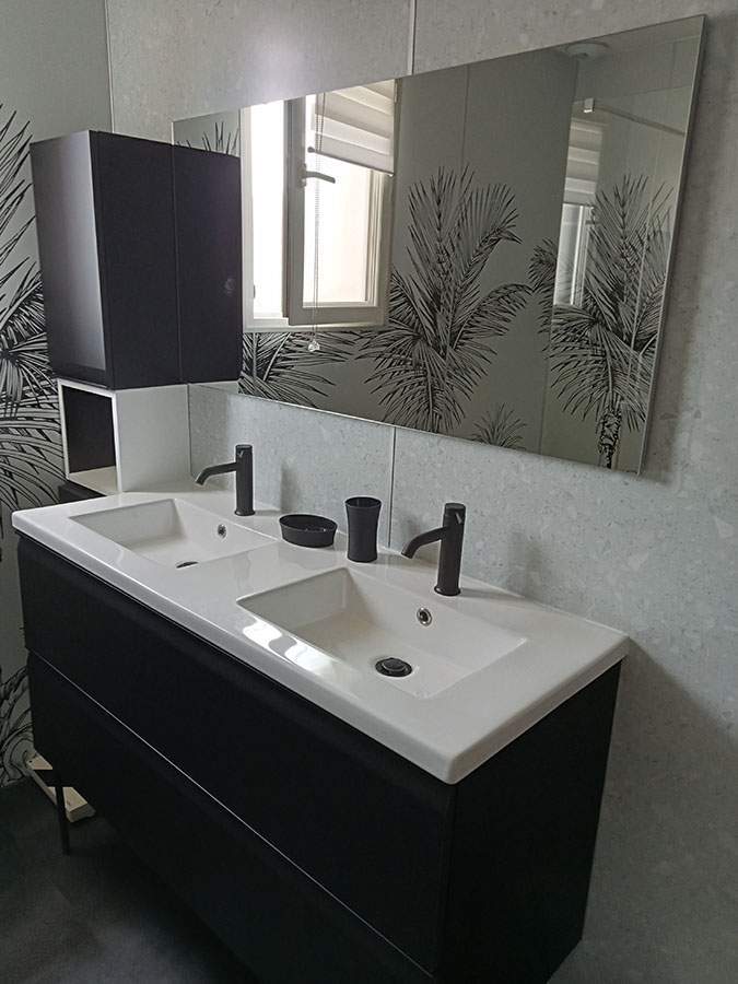 Meuble vasque noir et blanc PACA